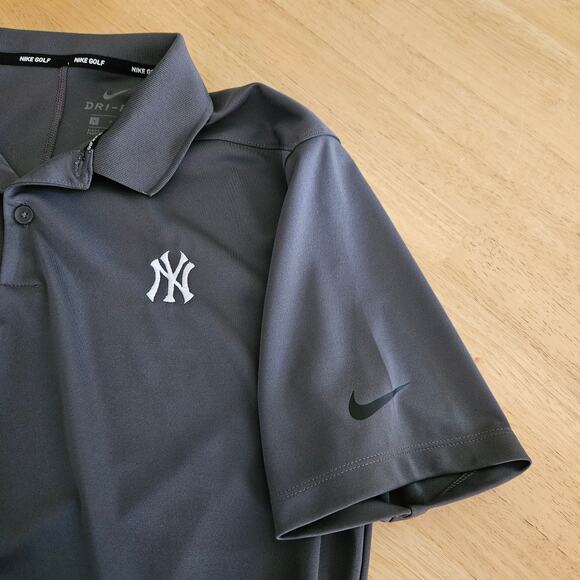 Nike Golf Polo Shirt Men S Gray New York Yankees Dri-Fit EUC - Picture 4 of 8